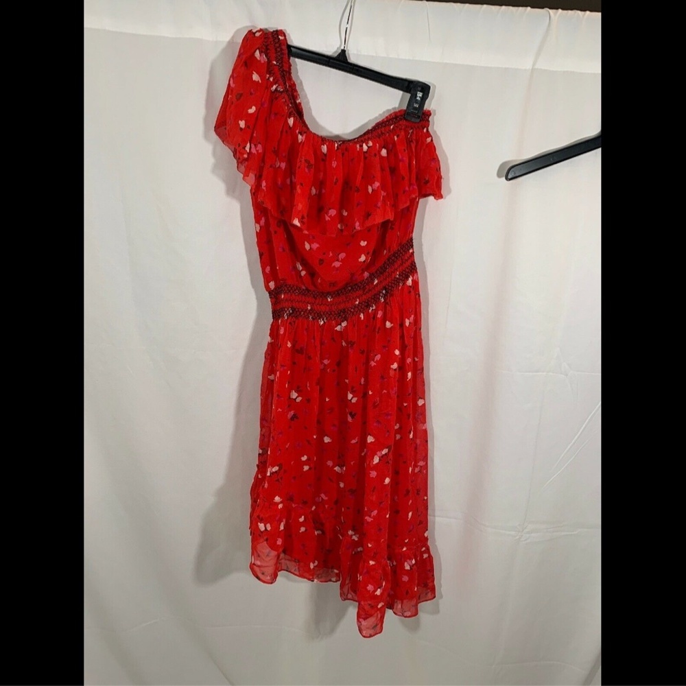 NWT $398 Joie Hafsa One Shoulder Silk Dress in Matador‎ Red [SZ Small ] - Picture 2 of 8